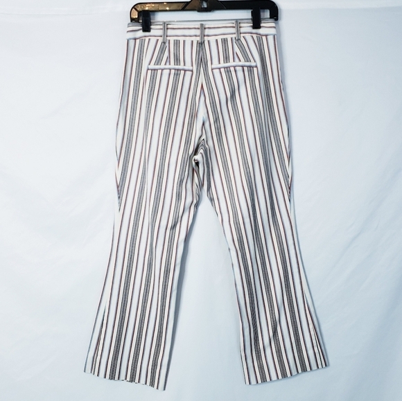 Derek Lam 10 Crosby Ankle Crop Pants Retro Stripe Trousers Cream - Picture 4 of 13